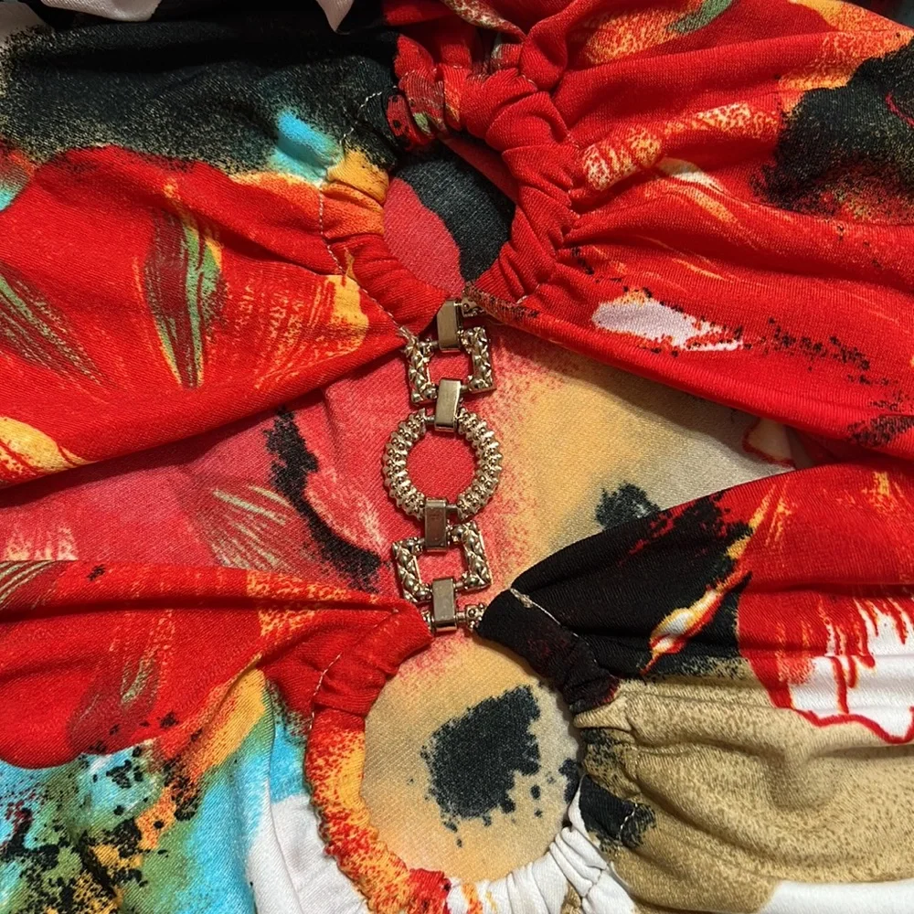 CACH’E One Shoulder, Flower Print Mini Dress - Picture 8 of 12